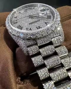 Montre en diamant moissanite étanche la plus vendue pour hommes, montre-bracelet de luxe avec verre en cristal disponible en belles formes - Product Image 3