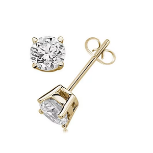0.60CT Certified Natural Diamond Stud <b>Earrings</b> | Round Brilliant Cut Solitaire | 14K Solid Yellow Gold | Fine Jewelry for Women - Product Image 2
