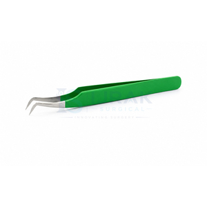 Nouvelles pinces à cils de précision en acier inoxydable avec manche vert, pointe angulaire à 45 degrés, surface lisse - Product Image 3