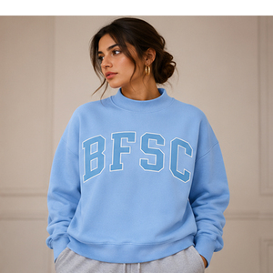 Vintage Inspired Collegiate Mock Neck Pullover Premium 350gsm Cotton Varsity Sweatshirt Custom Chenille Patch School Team <b>Jumper</b> - Product Image 2