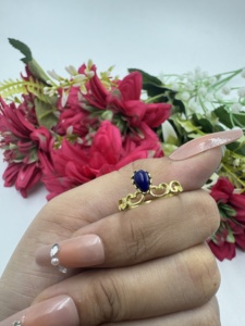Natural <b>Lapis</b> <b>Lazuli</b> Crown <b>Ring</b> Gold Plated Handmade Blue Teardrop Gemstone Statement Cocktail <b>Ring</b> for Women - Product Image 2