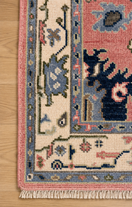 Tapis traditionnel rose en laine à motifs floraux, noué à la main, écologique, à poils ras, épaisseur moyenne, avec envers en coton, pour couloir et salon - Product Image 3