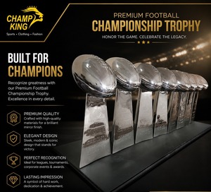 CHAMP KING Premium Football Championship <b>Trophy</b> Metal Mirror Finish Durable Customized Award - Product Image 1