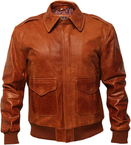 <b>Men</b> Genuine <b>Leather</b> A2 Pilot <b>Jacket</b> <b>Brown</b> 1940s Vintage Flight Bomber <b>Jacket</b> Custom Brand Waterproof Windproof Eco-Friendly - Product Image 4