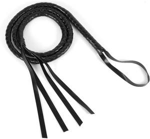 Fouet en cuir véritable tressé à 8 brins, long de 8 pieds, robuste, fait main, en cuir noir, pour l'entraînement de tir en extérieur - Product Image 3