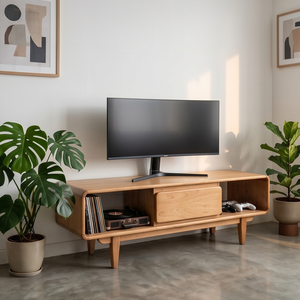 Mueble de TV Moderno de Mediados de Siglo, de Madera de Teca Sólida Premium, con Cajón de Almacenamiento, Mueble para Sala de Estar - Product Image 6