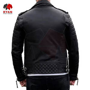 เสื้อแจ็คเก็ตหนังผู้ชาย คุณภาพสูง สีพื้น โลโก้สั่งทำได้ สไตล์โดดเด่น ไซส์ใหญ่ รับผลิตแบบ OEM ODM จากโรงงาน - Product Image 2