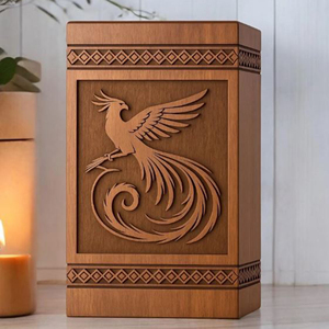 Handcrafted Rosewood Urn <b>Box</b>: Phoenix Bird Engraving, Personalized <b>Memorial</b> Keepsake by AYAANS - Product Image 3