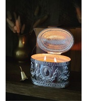 Bougie décorative en cire de soja parfumée, authentique, en laiton et aluminium, avec pot en verre, pour hôtel, service, parfum, décoration de table à la maison