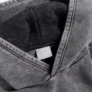 Acid Washed <b>Grey</b> With Pocket Casual Streetwear <b>Men's</b> Clothing Hoodies <b>Sweatshirts</b> Pullover Style Cotton French Terry Material - Product Image 6
