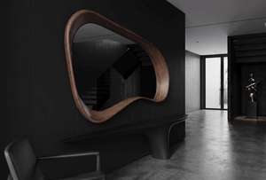 Miroir mural rond encadré en bois naturel fait main moderne - Product Image 1