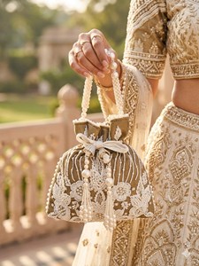 Bolsos Potli Nupciales Hechos a Mano al por Mayor con Bordado para Venta al por Menor y Compras al por Mayor, Bordado Floral Decorativo con Hilo - Product Image 5