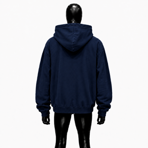 Sudadera con capucha azul marino para hombre con cremallera, estampado de letras en el frente, corte regular, estilo urbano, holgada, en oferta - Product Image 2