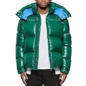 Wholesale Fashion Goose Men's Bubble Quilted Jacket Streetwear Winter Comfortable Customized Shiny Detachable Hood Adjustable - Product Image 1