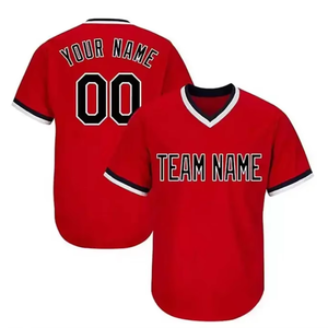 Baseball/Softball Jersey V Neck Short Sleeve 100%Polyester <b>Mesh</b> <b>Plus</b> <b>Size</b> Retro Teams Wear Custom Team Name Logo Pullover Jersey - Product Image 3