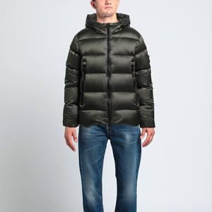 Custom Men's Black Winter Waterproof Windproof Eco-Friendly Coated <b>Canvas</b> Reversible Hooded Puffer <b>Jacket</b> Polyester Filling - Product Image 6