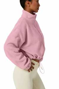 Veste en polaire rose à fermeture éclair intégrale Oneten Apparel, coupe ample, col montant, sweat-shirt unisexe - Product Image 4