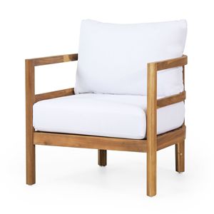 Chaise de patio en bois d'acacia pour l'extérieur, coussin épais et imperméable, meubles de jardin et de balcon, 400lbs - Product Image 6
