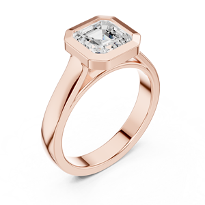 2CT 18K Rose Gold Asscher Cut Lab Grown Diamond Bezel Modern Engagement Ring Custom Fine Jewelry Wedding Ring IGI Certified - Product Image 1
