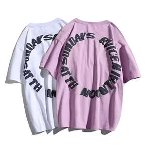 เสื้อยืดแบรนด์หรูผู้ชายและผู้หญิงรุ่นใหม่ทันสมัย พิมพ์ลายดิจิตอลโลโก้ 3 มิติ ออกแบบเอง ขายส่ง - Product Image 4