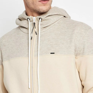 Survêtement à capuche pour homme, manches longues, blocs de couleur, fermeture éclair sur le devant, poches latérales, tenue décontractée d'automne, 100 % coton, poids moyen, coupe classique - Product Image 5