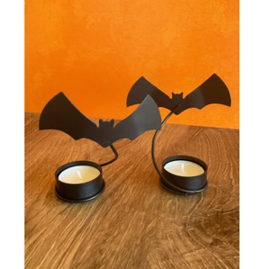 Vintage Iron <b>Metal</b> Halloween Tea Light <b>Candle</b> <b>Holder</b> With Bat Design <b>Black</b> Color For Halloween Home Decorations - Product Image 6