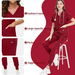 Medical Hospital Scrubs <b>Set</b> Soft Comfortable Breathable Nurse <b>Doctor</b> Clinic Workwear Uniform Top Pants - Product Image 5