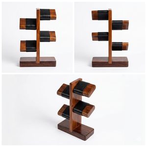 Modern <b>Wooden</b> Sculpture With Black Leather Accents Handmade Freestanding Art <b>Piece</b> - Product Image 2