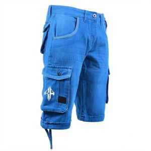 Pantalones Cortos de Mezclilla para Hombre, de Alta Calidad, con Estampado de Serigrafía, Estilo Jeans, de Pierna Ancha, Material Spandex/Poliéster - Product Image 4