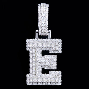 Colgante de Letra con Moissanita Redonda Brillante, Chapado en Oro Blanco, Plata de Ley 92.5%, Certificado GRA, Estilo Hiphop, Unisex, Regalo para Hombre - Product Image 6