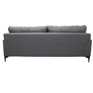 Sofá Esquinero Moderno de Cuero Sintético Gris con Dos Asientos, Respaldo Acolchado y Patas Metálicas Ecológicas para Sala de Estar - Product Image 5