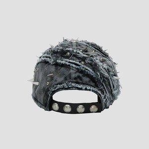 Distressed Denim Baseball Cap Unisex Adjustable Snapback 6-Panel Punk Style Casual Wear - Product Image 3