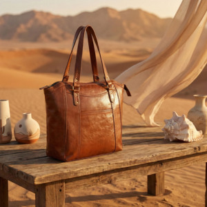 Bolso Tote Grande de Cuero Genuino Marrón – Bolso de Hombro Espacioso para Uso Diario con Diseño Clásico Minimalista - Product Image 2
