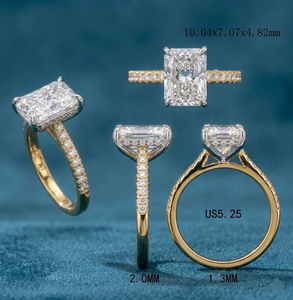 Anillo de compromiso de lujo con moissanita de 3 quilates, corte esmeralda, engaste de puntas, plata 925 - Product Image 2