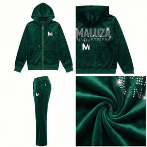 Ensemble de survêtement en velours pour homme de qualité supérieure, sweat à capuche zippé et pantalon de jogging, streetwear de luxe, USA Europe Maluza VelvetElite X - Product Image 6