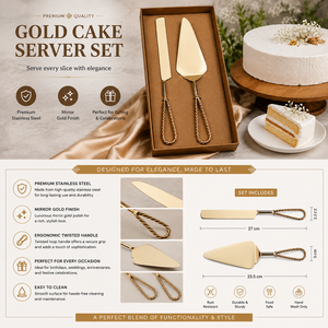 Ensemble de service à gâteau de luxe en laiton doré, avec poignée en fil torsadé artisanal, couteau à gâteau de mariage, vente en gros - Product Image 5