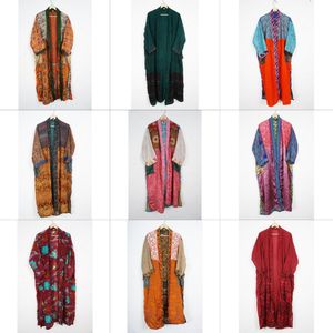 Kimono vintage en soie à motifs floraux, taille unique, patchwork, élégant, décontracté, avec cordon de serrage, doux, respirant, sexy, longueur complète - Product Image 1
