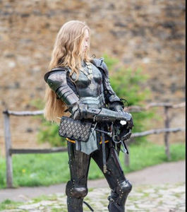 ชุดเกราะแบบเต็มตัวสำหรับผู้หญิงลายดาวสีดำโบราณยุคกลางชุดเกราะหน้าอกสีดำ - Product Image 4