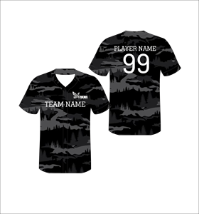 Maillot de baseball personnalisé noir et gris camouflage, sublimation, boutonné, uniforme d'équipe, polyester anti-humidité, OEM ODM - Product Image 1