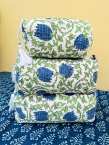 Juego de 3 Bolsas de Aseo de Algodón con Estampado Floral, Cierre de Cremallera, para Maquillaje y Cosméticos, Multicolores, Regalo para Cumpleaños - Product Image 6