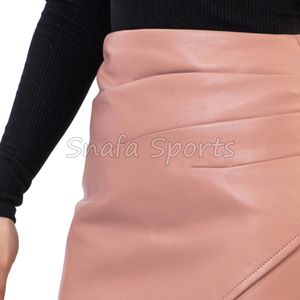 Jupe élégante en cuir véritable, courte, en cuir souple, tendance, pour les soirées et les clubs, confortable pour tous les jours - Product Image 5