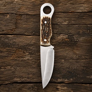 Couteau de chasse artisanal sur mesure, lame en acier D2 de type Drop Point, épaisseur 0,5 mm, manche en bois de cerf véritable non réglable, étui en cuir - Product Image 3