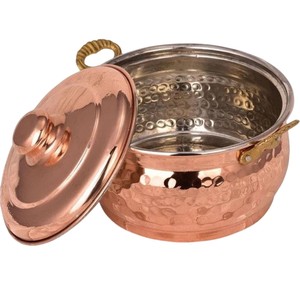 Luxury Handmade Hammered Copper Casserole Pot with Brass Handles Traditional Pure Copper for Professional Kitchen & Home Cooking - Product Image 1
