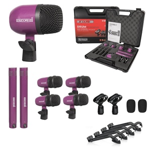 Kit de Micrófonos de Batería de 5 Núcleos, 7 Piezas, Micrófonos de Batería Totalmente Metálicos, Tom/Snare y Platillos, Juego de Micrófonos con Cable para Instrumentos de Percusión - Product Image 1