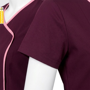 Conjunto de Uniforme Médico SAMAVIA Unisex Elegante, Túnica Cruzada de Manga Corta y Pantalones Rectos a Juego, para Hospital o Salón de Belleza - Product Image 4