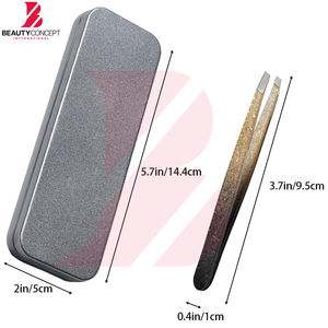 Nouvelles pinces à sourcils colorées en acier inoxydable pour l'épilation fine, outils de maquillage, dégradé noir et or - Product Image 4