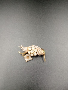 <b>Gold</b> Plated Bird Brooch Moissanite Polki Stones Brilliant Cut Animal Shape Unisex Fashion Accessory Wedding Engagement - Product Image 2