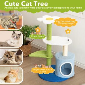 Arbre à chat mignon à 4 niveaux de 34,5 pouces avec balles sonores et griffoir pour chat - Product Image 6