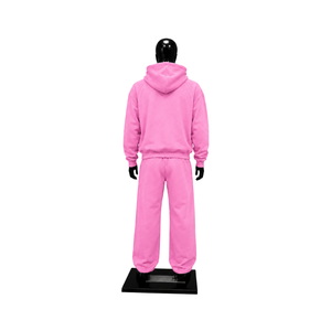 <b>Pink</b> Oversized Hoodie Tracksuit Set Men Custom Streetwear Pullover <b>Sweatshirt</b> Wide Leg Snap Button Pants Wholesale Sportswear - Product Image 2