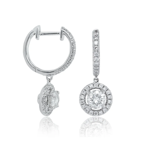 1.20 CT Diamond Halo Drop Earrings 18K Gold Plated Luxury Modern Geometric Engagement & Anniversary - Product Image 1